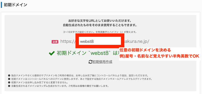 初期ドメイン名に何を入れれば良いか