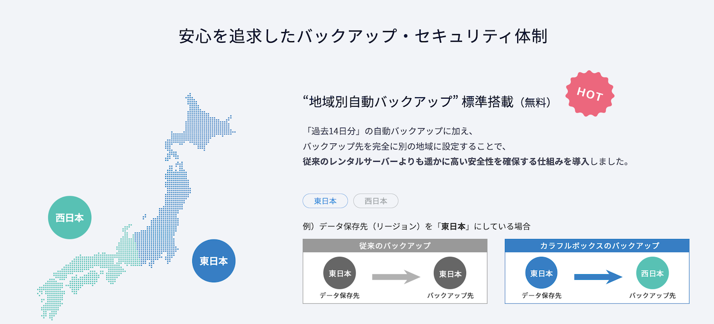 カラフルボックス　バックアップセキュリティ体制