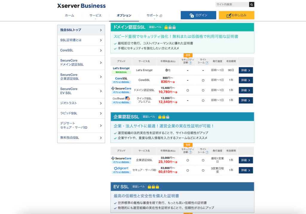 エックスサーバービジネス オプションSSL