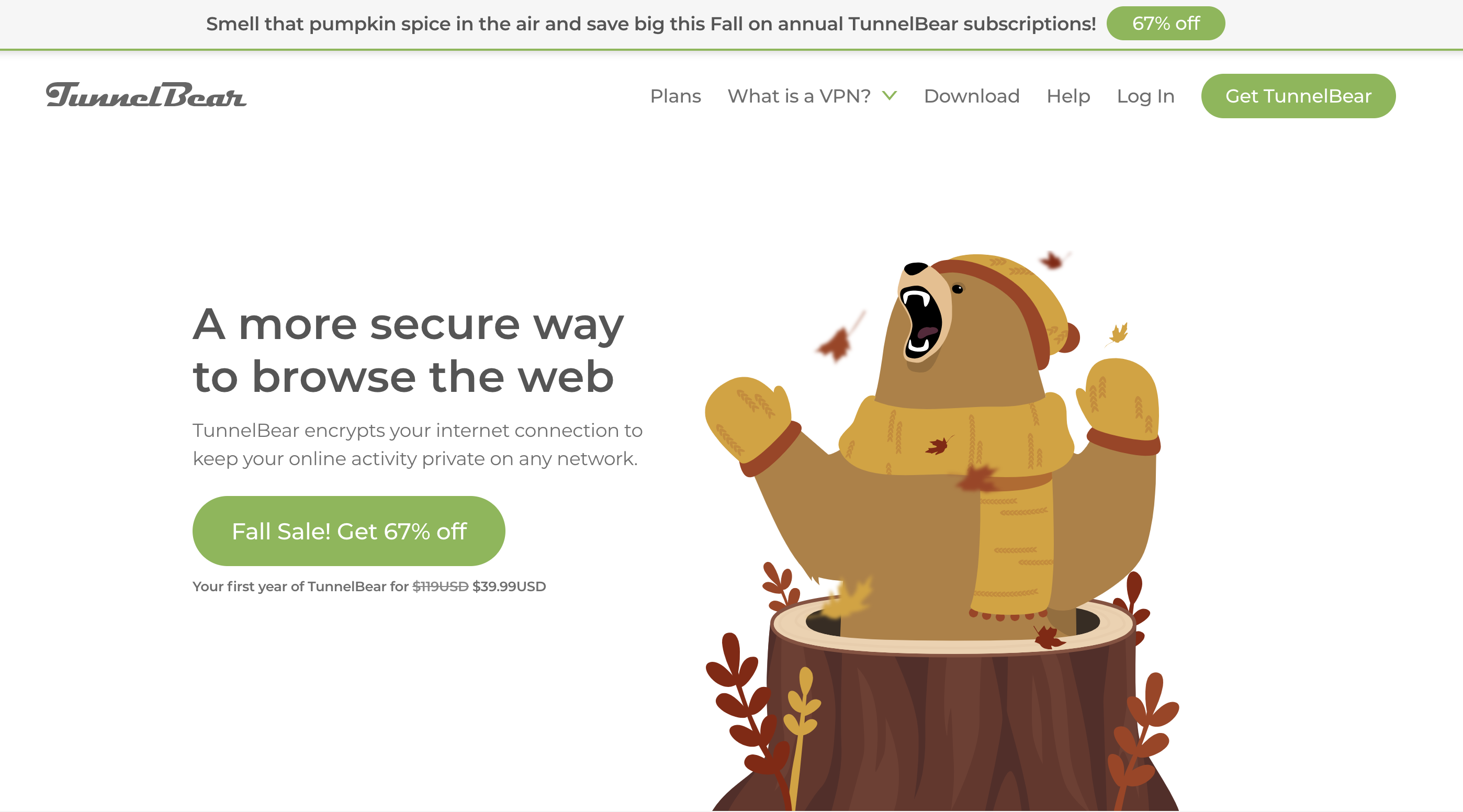 TunnelBear公式サイト スクショ（2024年10月撮影）